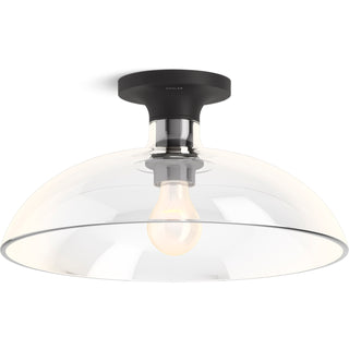 Tone™ 1 Light Semi Flush Mount with Domed Glass Shade in Matte Black