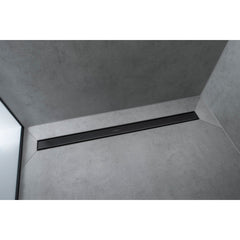 RainDrain Match Drain Trim Zero/ Tile 23 5/8" Finish Set with Height Adjustable Frame in Matte Black | product photo