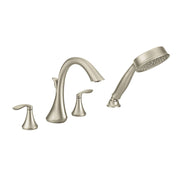 Eva Handle Deck Mounted Roman Tub Faucet with Hand shower in Brushed Nickel