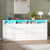 12-Drawer Storage Unit in Black Laminate with Plug-In Lighting