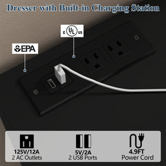 12-Drawer Storage Unit in Black Laminate with Plug-In Lighting