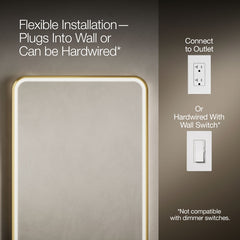 Kohler Essential 22" X 34" Rectangular Lighted Framed Mirror | product photo