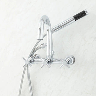 Sebastian Wall Mounted Tub Faucet with Cross Handles in Chrome