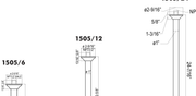 Dimensions | 13" Ceiling Mount Shower Arm manufacturer specification drawing with dimensions