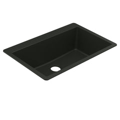 Host 33-Inch Wide x 9.5-Inch Deep Dual Mount Granite Single Bowl Kitchen Sink in Black | product photo