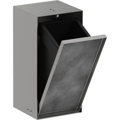 XtraStoris Rock Recessed Trash Bin Kitchen Trash Can with Shelf & Tileable Door in Brushed Stainless Steel | product photo