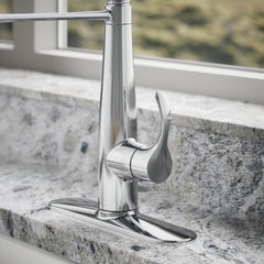 Kohler Simplice Single Handle Semi-Professional Pre-Rinse Kitchen Sink Faucet with Three-Function Pull Down Sprayer | detail photo