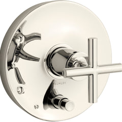 Purist Rite-Temp Pressure-Balancing Valve Trim with Cross Handle in Vibrant Polished Nickel | product photo