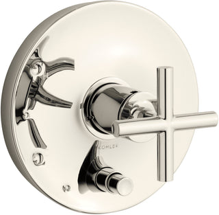 Purist Rite-Temp Pressure-Balancing Valve Trim with Cross Handle in Vibrant Polished Nickel
