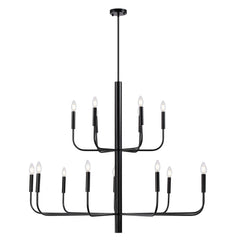 15-Light Chandelier with Metal Frame and Adjustable Downrod