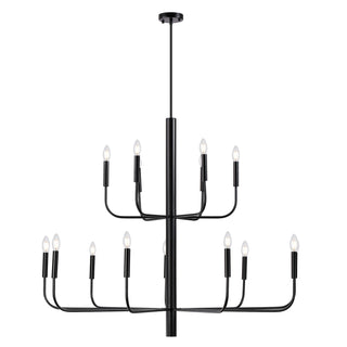 15-Light Chandelier with Metal Frame and Adjustable Downrod