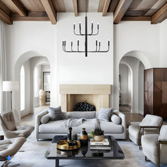 15-Light Chandelier with Metal Frame and Adjustable Downrod
