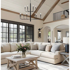 15-Light Chandelier with Metal Frame and Adjustable Downrod