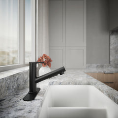 Kohler Crue Pull-Out Kitchen Sink Faucet, Pull-Out Laundry Faucet with Three-Function Sprayhead in Matte Black | product photo
