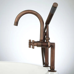 Sebastian Deck Mounted Roman Tub Faucet with Cross Handles in Oil Rubbed Bronze | product photo