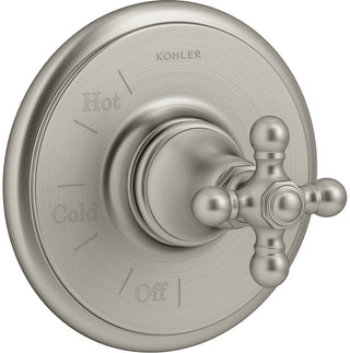 Artifacts Rite-Temp Valve Trim with Cross Handle in Brushed Nickel