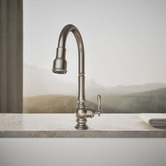 Kohler Artifacts Touchless Pull Down Kitchen Sink Faucet with Three-Function Sprayhead in Vibrant Stainless | product photo