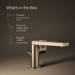 Kohler Composed Single-Handle Bathroom Faucet with Drain Assembly in Vibrant Brushed Bronze | product photo