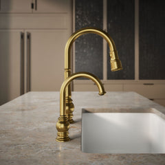 Kohler Artifacts Beverage Faucet in Vibrant Brushed Moderne Brass | product photo