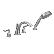Brantford Double Handle Deck Mounted Roman Tub Faucet Trim with Handshower in Chrome