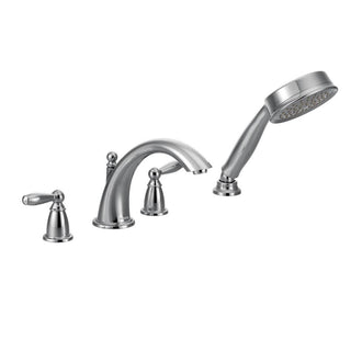 Brantford Double Handle Deck Mounted Roman Tub Faucet Trim with Handshower in Chrome