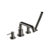 Tecturis S 4-Hole Roman Tub Set Trim with 1.75 Handshower in Brushed Black Chrome