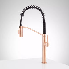 Eiler Single Handle Deck Mounted Pre-Rinse Pull Down Kitchen Faucet in Satin Copper/Black | product photo