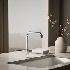 Kohler Purist Single-Hole Kitchen Sink Faucet with 8" Spout in Polished Chrome | product photo