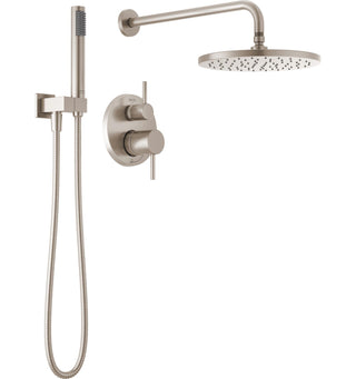 Modern 14 Series Round Rain Shower System Faucet Set, Rainfall Brushed Nickel Shower Head and Handle Set, Valve Trim Kit, 10 Inch, Spotshield Stainless in Spotshield Brushed Nickel