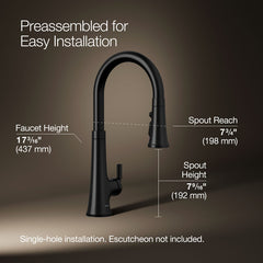 Kohler Tone Touchless Pull-Down Kitchen Sink Faucet with Three-Function Sprayhead | product photo