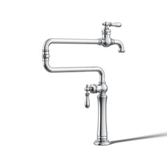 Artifacts Single-Hole Deck-Mount Pot Filler with Extended Spout in Polished Chrome | product photo