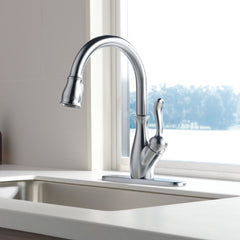 Leland Pull Down Sprayer Kitchen Sink Faucet, Single Handle Kitchen Faucet in Arctic Stainless | product photo