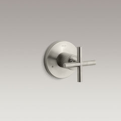 Purist Valve Trim with Cross Handle for Transfer Valve, Requires Valve in Vibrant Brushed Nickel | product photo