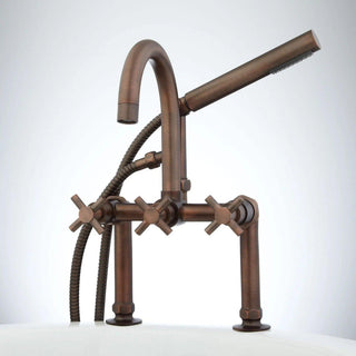 Sebastian Deck Mounted Roman Tub Faucet with Cross Handles in Oil Rubbed Bronze