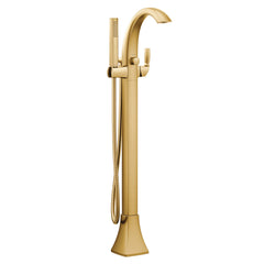 Voss Single Handle Floor Mounted Tub Filler in Brushed Gold | product photo