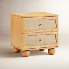2-Drawer Bedroom Chest, Woven Rattan Front, Natural