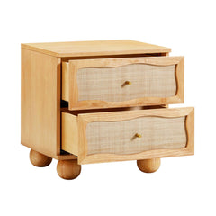 2-Drawer Bedroom Chest, Woven Rattan Front, Natural