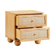 2-Drawer Bedroom Chest, Woven Rattan Front, Natural
