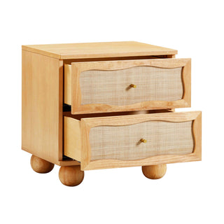 2-Drawer Bedroom Chest, Woven Rattan Front, Natural
