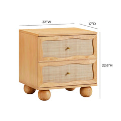 2-Drawer Bedroom Chest, Woven Rattan Front, Natural