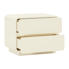 2-Drawer Chest, MDF Frame, Acacia Solid and Manufactured Wood Top, Cream