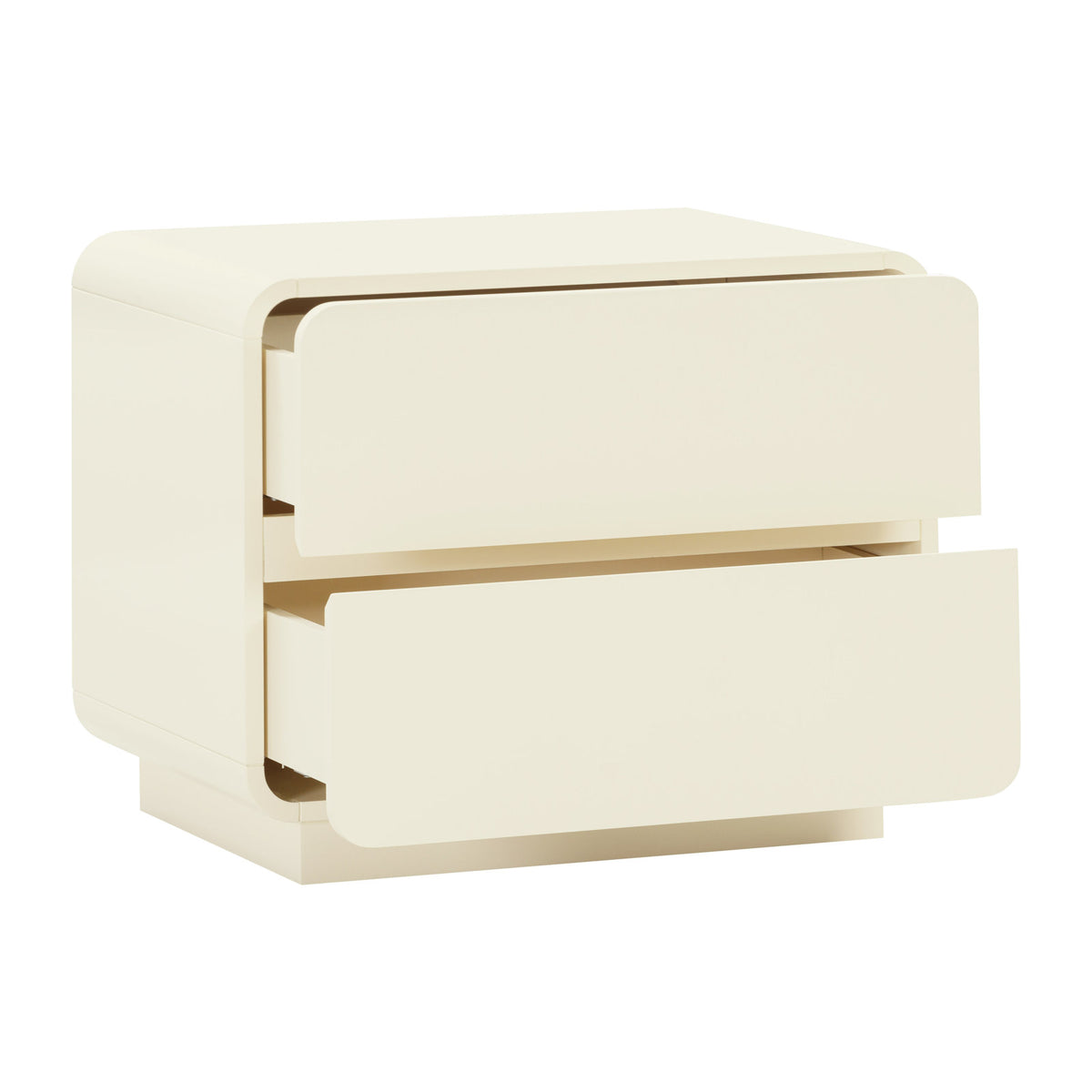 2-Drawer Chest, MDF Frame, Acacia Solid and Manufactured Wood Top, Cream