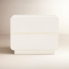 2-Drawer Chest, MDF Frame, Acacia Solid and Manufactured Wood Top, Cream