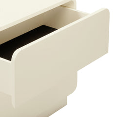 2-Drawer Chest, MDF Frame, Acacia Solid and Manufactured Wood Top, Cream