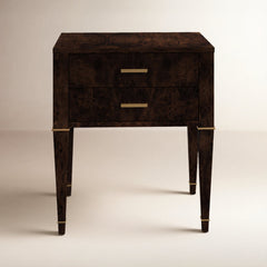 2-Drawer Chest, Poplar and Mappa Burl Veneer, Dark Burl, Gold Handles