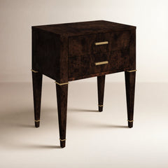 2-Drawer Chest, Poplar and Mappa Burl Veneer, Dark Burl, Gold Handles
