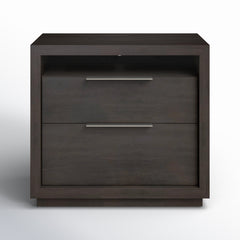 2-Drawer Nightstand in Acacia Wood, Basalt Gray