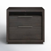 2-Drawer Nightstand in Acacia Wood, Basalt Gray