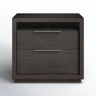 2-Drawer Nightstand in Acacia Wood, Basalt Gray