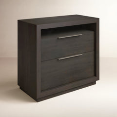 2-Drawer Nightstand in Acacia Wood, Basalt Gray